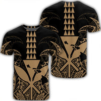 Hawaii Polynesian Kanaka Kakau T Shirt Alan Style Gold Unisex Black - Polynesian Pride