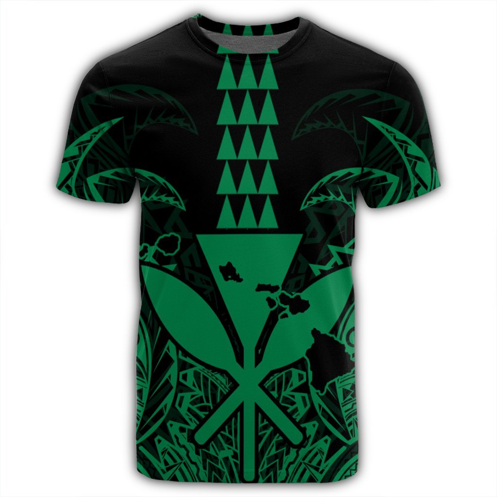 Hawaii Polynesian Kanaka Kakau T Shirt Alan Style Green - Polynesian Pride