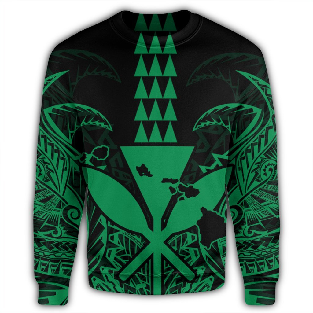 Hawaii Polynesian Kanaka Kakau Sweatshirt - Alan Style Green - AH - Polynesian Pride