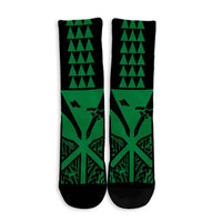 Hawaii Polynesian Kanaka Kakau Crew Socks - Alan Style Green - AH - Polynesian Pride