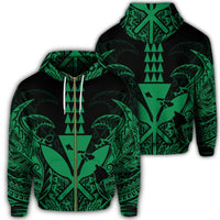 Hawaii Polynesian Zip Hoodie Kanaka Kakau Alan Style Green Unisex Art - Polynesian Pride