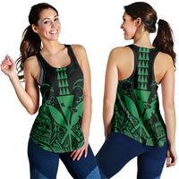 Hawaii Polynesian Kanaka Kakau Racerback Tank - Alan Style Green - AH Black - Polynesian Pride