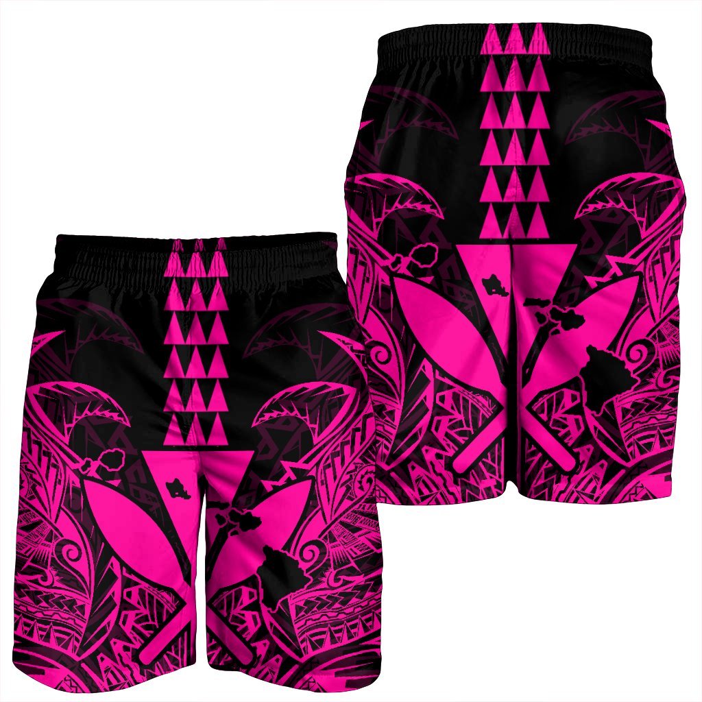 Hawaii Polynesian Kanaka Kakau Men's Shorts - Alan Style Pink - AH - Polynesian Pride