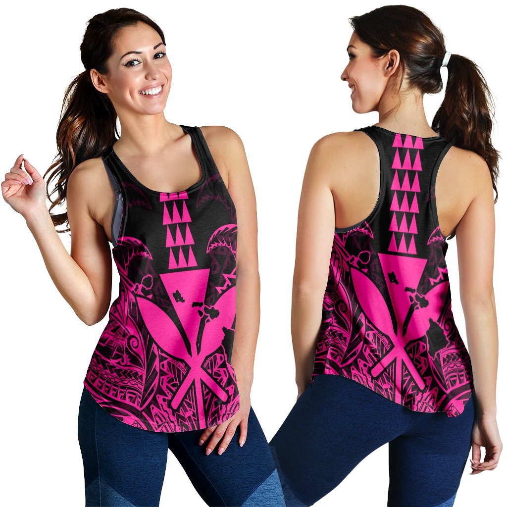 Hawaii Polynesian Kanaka Kakau Racerback Tank - Alan Style Pink - AH Black - Polynesian Pride