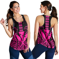 Hawaii Polynesian Kanaka Kakau Racerback Tank - Alan Style Pink - AH Black - Polynesian Pride