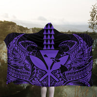 Hawaii Polynesian Kanaka Kakau Hooded Blanket - Alan Style Purple - AH - Polynesian Pride