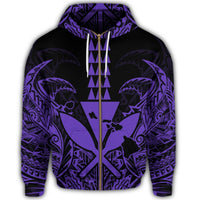 Hawaii Polynesian Zip Hoodie Kanaka Kakau Alan Style Purple - Polynesian Pride
