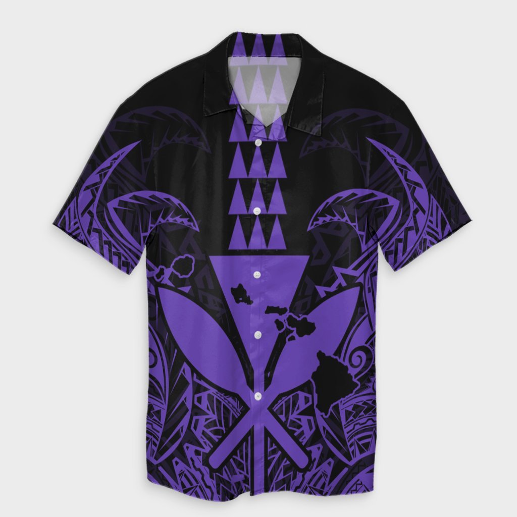 Hawaii Polynesian Kanaka Kakau Hawaiian Shirt - Alan Style Purple - AH Unisex Black - Polynesian Pride