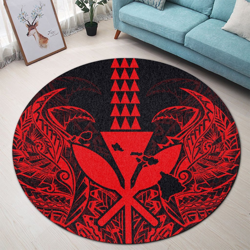 Hawaii Polynesian Kanaka Kakau Round Carpet - Alan Style Red - AH - Polynesian Pride