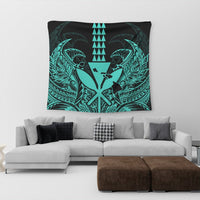Hawaii Polynesian Kanaka Kakau Tapestry - Alan Style Turquoise - AH - Polynesian Pride