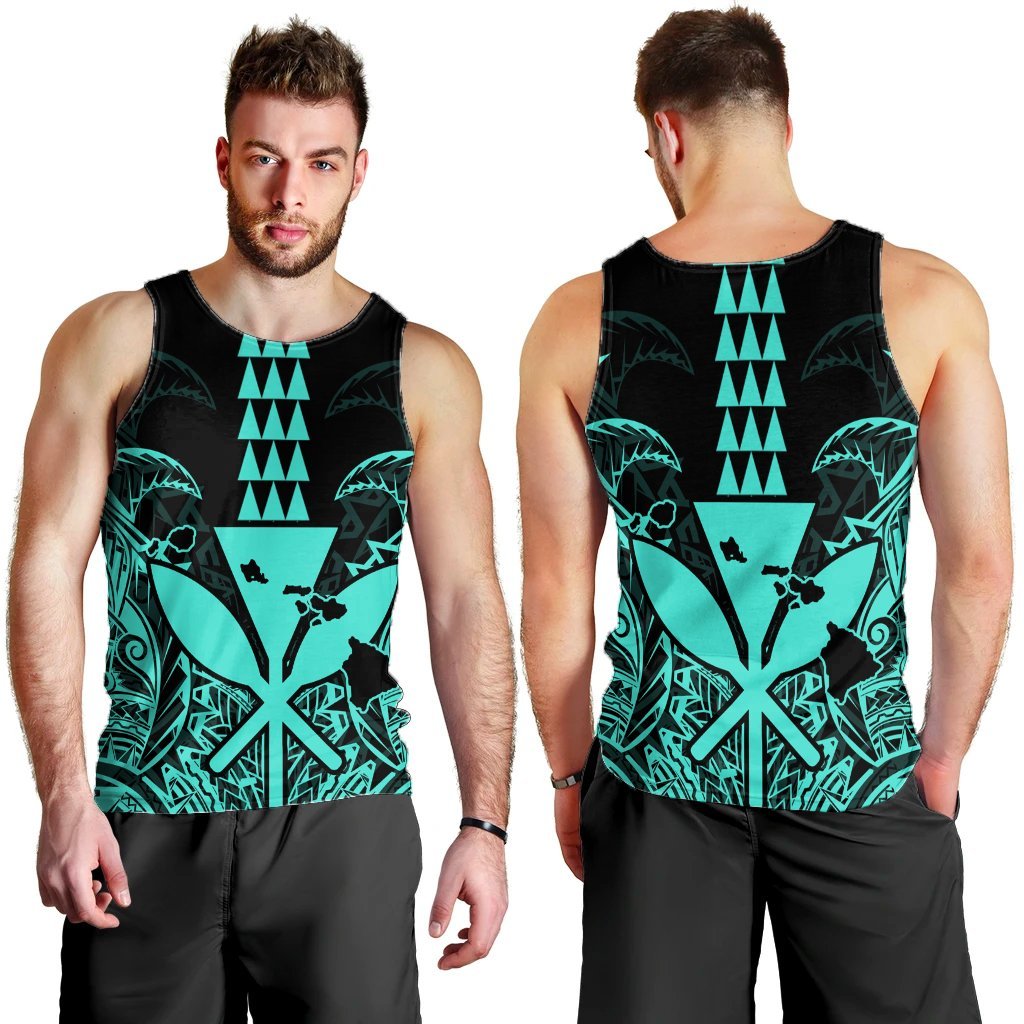 Hawaii Polynesian Kanaka Kakau Tank Top - Alan Style Turquoise - AH - Polynesian Pride