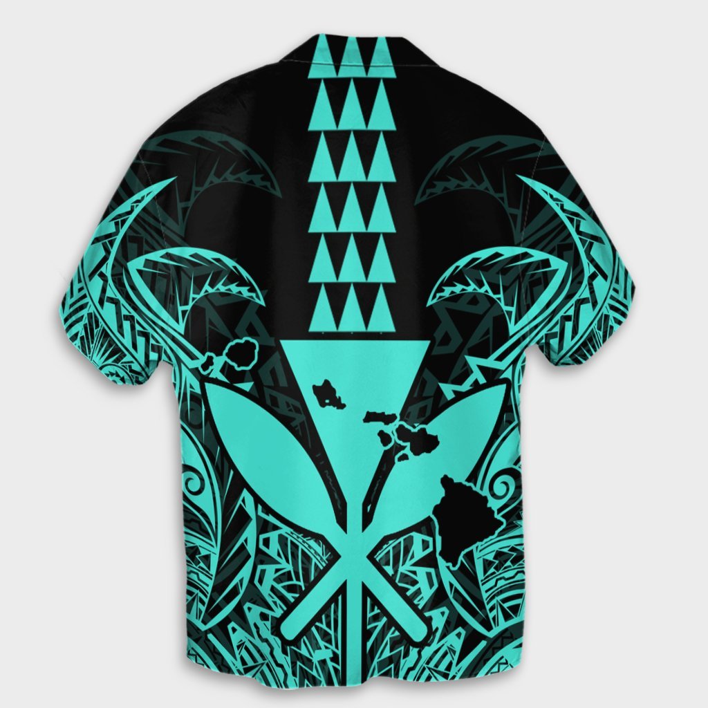 Hawaii Polynesian Kanaka Kakau Hawaiian Shirt - Alan Style Turquoise - AH - Polynesian Pride