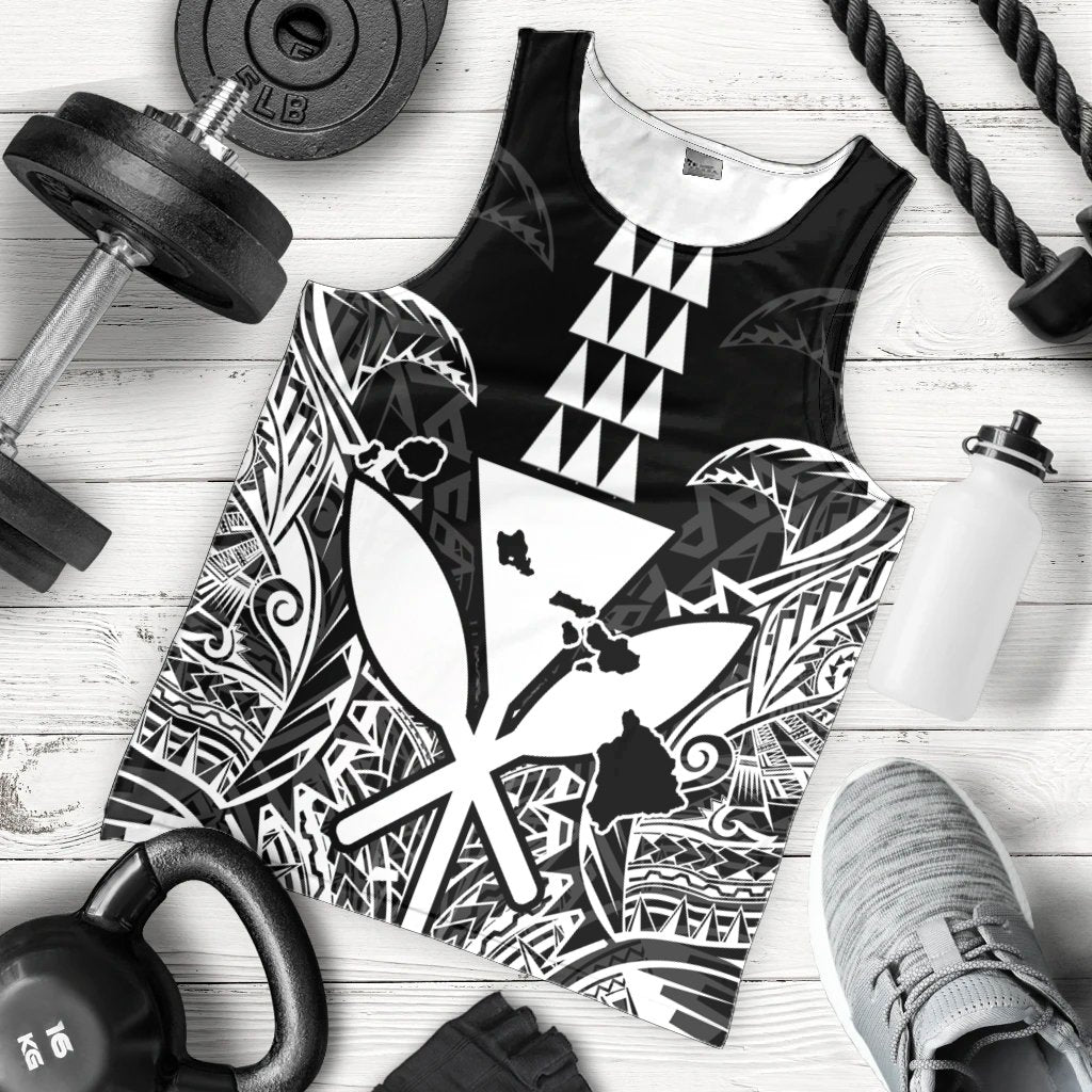 Hawaii Polynesian Kanaka Kakau Tank Top - Alan Style White - AH - Polynesian Pride