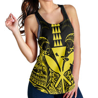 Hawaii Polynesian Kanaka Kakau Racerback Tank - Alan Style Yellow - AH - Polynesian Pride