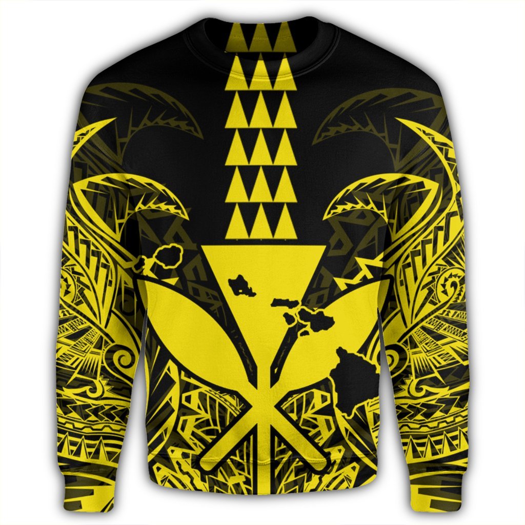 Hawaii Polynesian Kanaka Kakau Sweatshirt - Alan Style Yellow - AH - Polynesian Pride