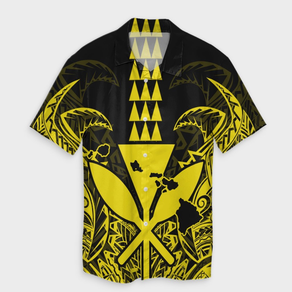 Hawaii Polynesian Kanaka Kakau Hawaiian Shirt - Alan Style Yellow - AH Unisex Black - Polynesian Pride