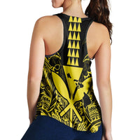 Hawaii Polynesian Kanaka Kakau Racerback Tank - Alan Style Yellow - AH - Polynesian Pride
