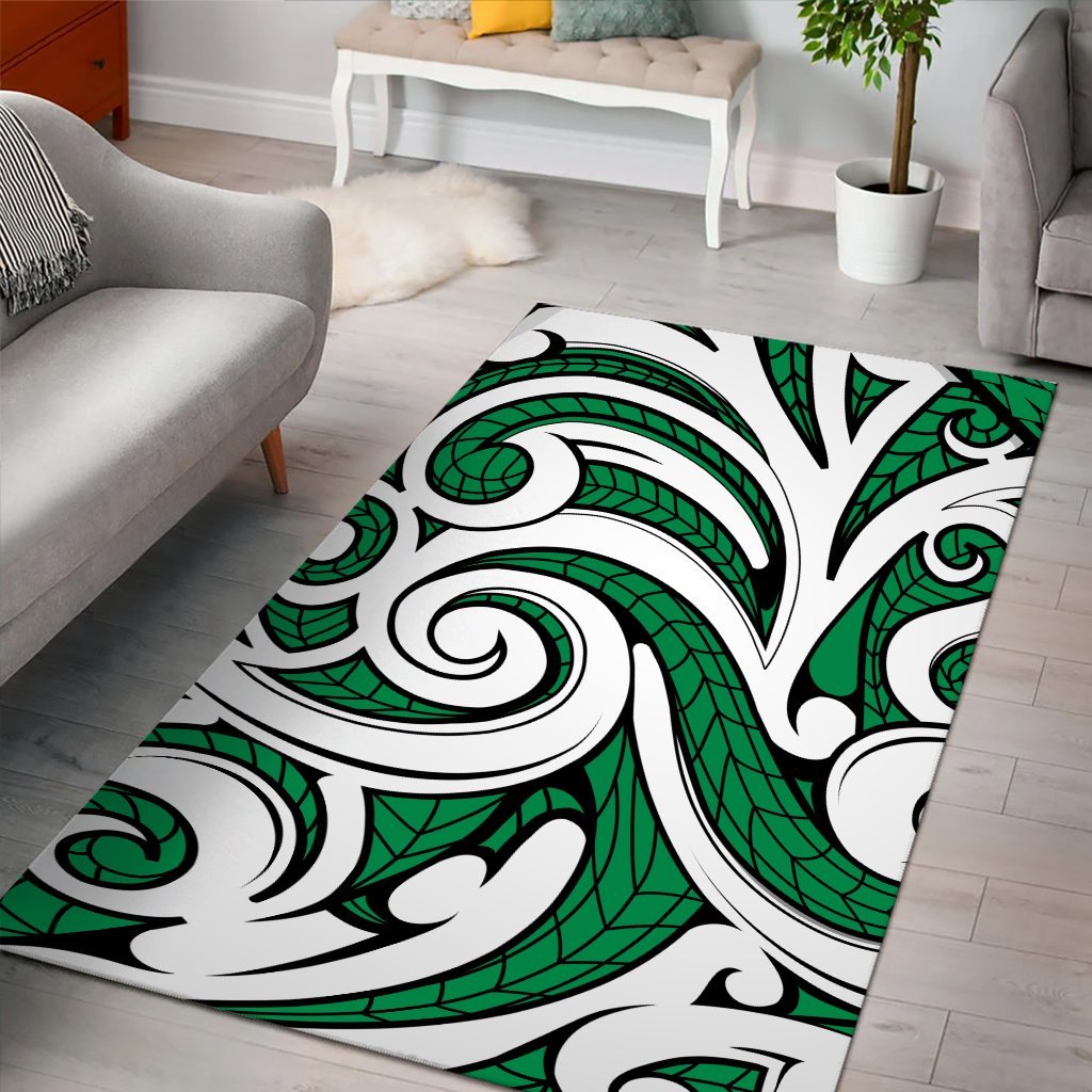 Hawaii Polynesian Maori Ethnic Ornament Green Area Rug - AH - Polynesian Pride