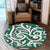 Hawaii Polynesian Maori Ethnic Ornament Green Round Carpet - AH Round Carpet Luxurious Plush - Polynesian Pride