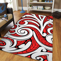 Hawaii Polynesian Maori Ethnic Ornament Red Area Rug - AH - Polynesian Pride