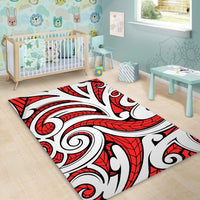 Hawaii Polynesian Maori Ethnic Ornament Red Area Rug - AH - Polynesian Pride