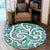 Hawaii Polynesian Maori Ethnic Ornament Turquoise Round Carpet - AH - Polynesian Pride