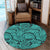 Hawaii Polynesian Maori Lauhala Turquoise Round Carpet - AH Round Carpet Luxurious Plush - Polynesian Pride