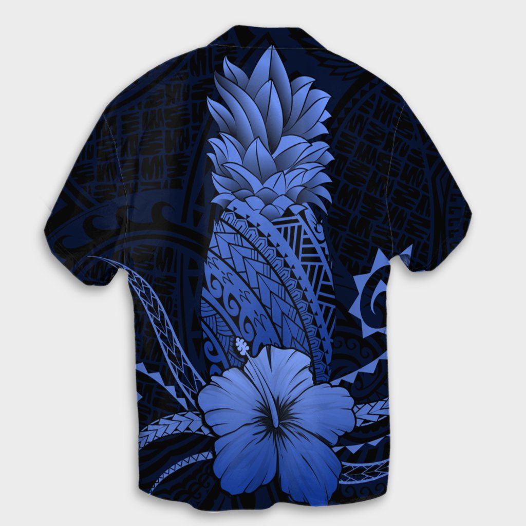 Hawaii Polynesian Pineapple Hibiscus Hawaiian Shirt - Blue - AH - Polynesian Pride
