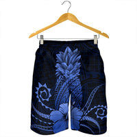 Hawaii Polynesian Pineapple Hibiscus Men's Shorts - Blue - AH - Polynesian Pride