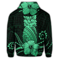 Hawaiian Polynesian Pineapple Hibiscus Hoodie Green - Polynesian Pride