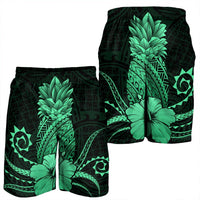 Hawaii Polynesian Pineapple Hibiscus Men's Shorts - Green - AH - Polynesian Pride