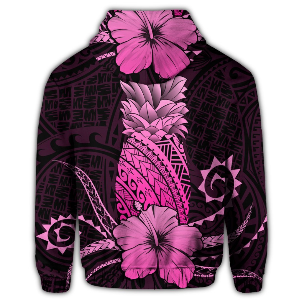 Hawaiian Polynesian Pineapple Hibiscus Hoodie Pink - Polynesian Pride