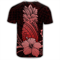Hawaii Polynesian Pineapple Hibiscus T Shirt Red - Polynesian Pride