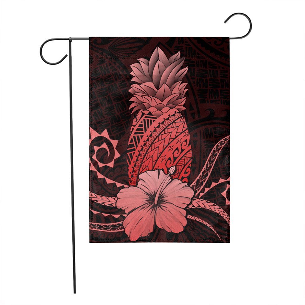 Hawaii Polynesian Pineapple Hibiscus Flag - Red - AH - Polynesian Pride