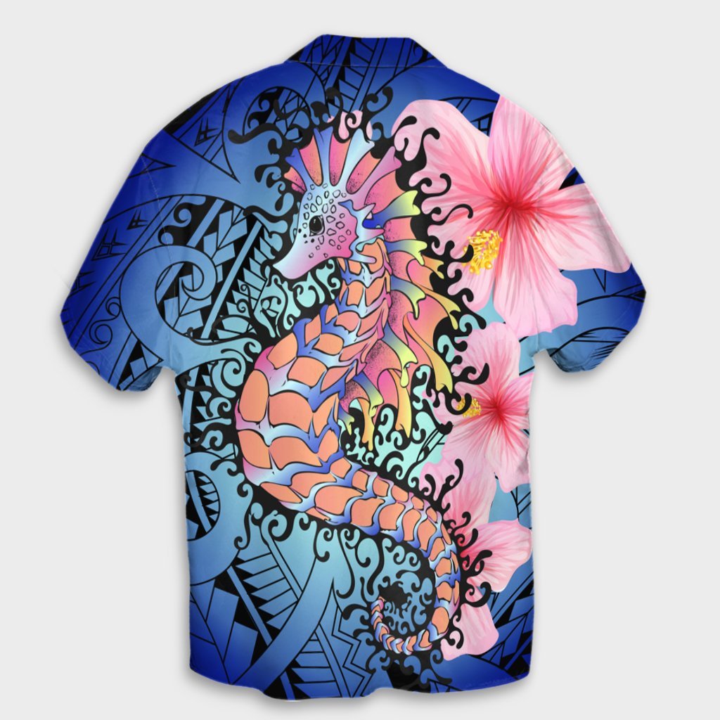 Hawaii Polynesian Pink Hibiscus Seahorse Hawaiian Shirt - AH - Polynesian Pride