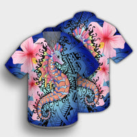 Hawaii Polynesian Pink Hibiscus Seahorse Hawaiian Shirt - AH - Polynesian Pride