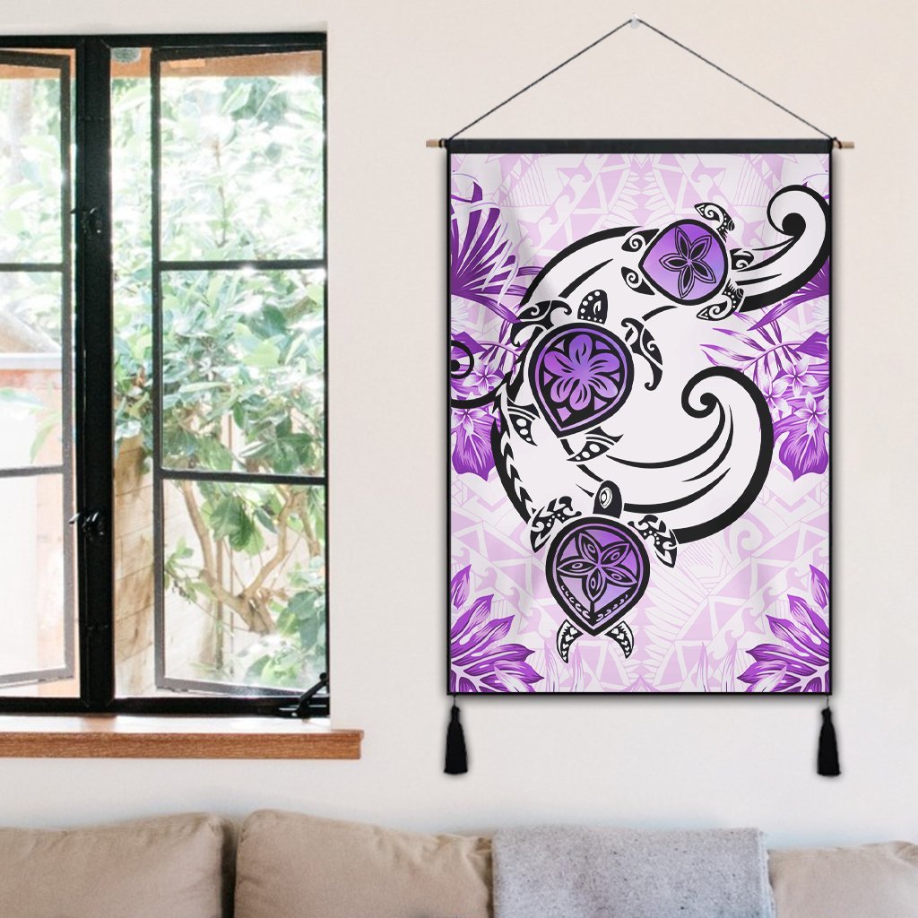 Hawaii Polynesian Plumeria Hibiscus Turtle Hanging Poster - AH - Jack Style - Pink - Polynesian Pride