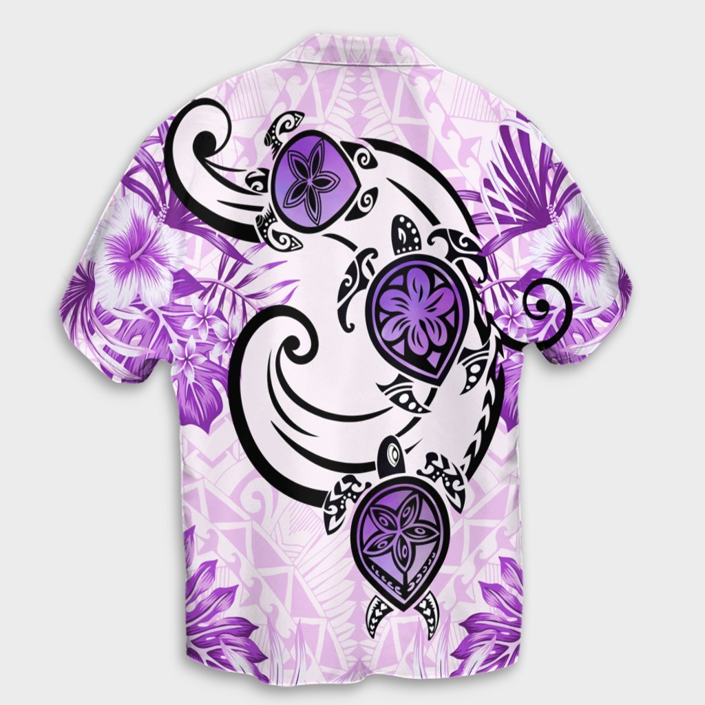 Hawaii Polynesian Plumeria Hibiscus Turtle Hawaiian Shirt - AH - Jack Style - Pink - Polynesian Pride