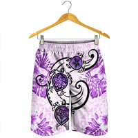 Hawaii Polynesian Plumeria Hibiscus Turtle Men's Shorts - AH - Jack Style - Pink - Polynesian Pride