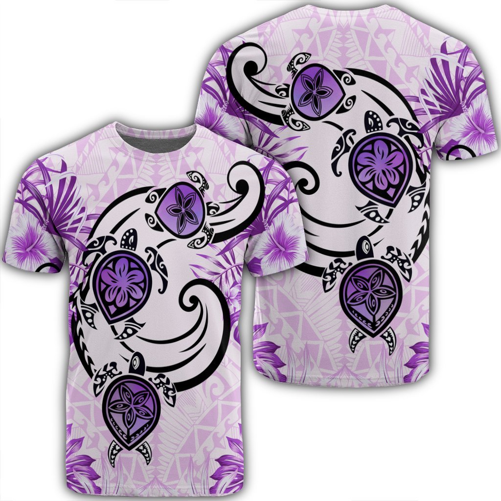 Hawaii Polynesian Plumeria Hibiscus Turtle T Shirt Jack Style Pink Unisex Black - Polynesian Pride