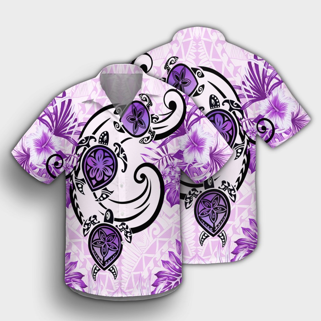Hawaii Polynesian Plumeria Hibiscus Turtle Hawaiian Shirt - AH - Jack Style - Pink - Polynesian Pride