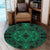 Hawaii Polynesian Plumeria Mix Green Black Round Carpet - AH Round Carpet Luxurious Plush - Polynesian Pride