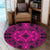 Hawaii Polynesian Plumeria Mix Pink Black Round Carpet - AH Round Carpet Luxurious Plush - Polynesian Pride