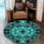 Hawaii Polynesian Plumeria Mix Turquoise Black Round Carpet - AH Round Carpet Luxurious Plush - Polynesian Pride