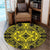 Hawaii Polynesian Plumeria Mix Yellow Black Round Carpet - AH Round Carpet Luxurious Plush - Polynesian Pride