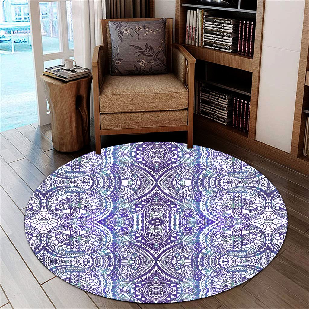 Hawaii Polynesian Symmetry Gardient Violet Round Carpet - AH Round Carpet Luxurious Plush - Polynesian Pride