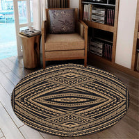 Hawaii Polynesian Tatau Gold Round Carpet - AH Round Carpet Luxurious Plush - Polynesian Pride