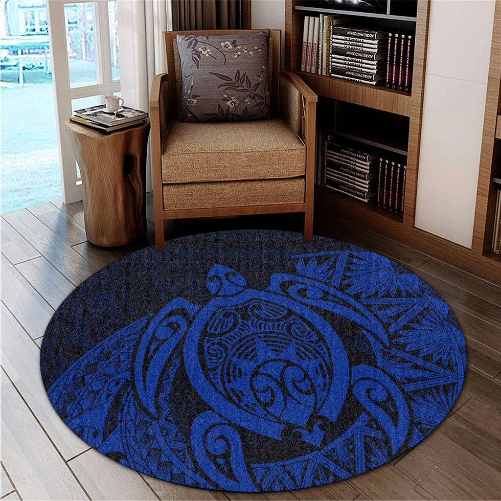 Hawaii Polynesian Turtle Round Carpet - Blue - AH - Polynesian Pride