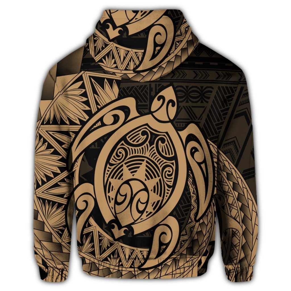 Hawaii Polynesian Turtle Zip Hoodie Gold - Polynesian Pride