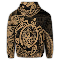 Hawaii Polynesian Turtle Zip Hoodie Gold - Polynesian Pride